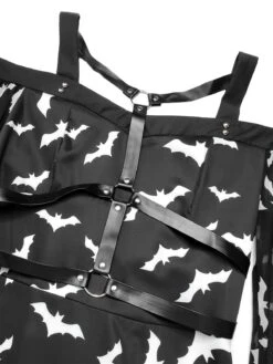 Black 1950s Halloween Spaghetti Strap Bat Dress -Retro Pulse Shop SCHL001020 4 compressed