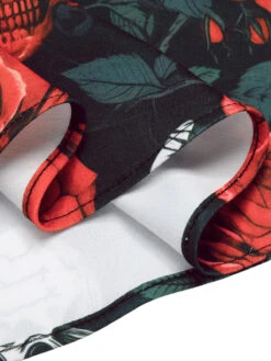 Black 1950s Halloween Skull Rose Sleeveless Dress -Retro Pulse Shop SCHL001035 6