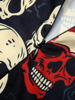 Red 1960s Halloween Skull Strap Dress -Retro Pulse Shop SCHL001036 4