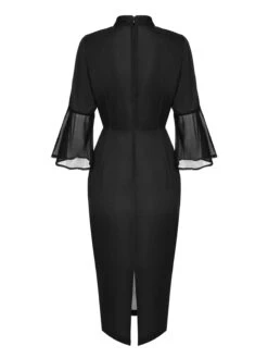 Black 1960s Halloween Spider Net Bell Pencil Dress -Retro Pulse Shop SCHL001044 3