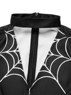 Black 1960s Halloween Spider Net Bell Pencil Dress -Retro Pulse Shop SCHL001044 4