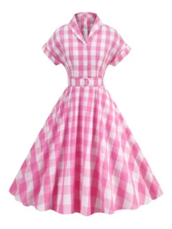 1950s Plaid Bow Lapel Swing Dress -Retro Pulse Shop SCHL001476 LP 3