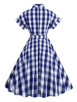 1950s Plaid Bow Lapel Swing Dress -Retro Pulse Shop SCHL001476 NB 3
