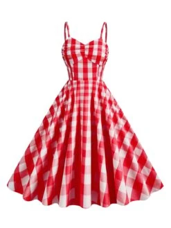 1950s Plaid Strap Swing Dress -Retro Pulse Shop SCHL001478 R 1