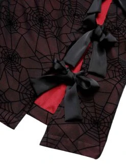 Deep Red 1960s Halloween Spider Web Dress -Retro Pulse Shop SCHL001839 4 compressed