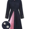 Dark Blue 1950s Solid Belted Coat