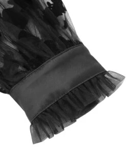 Black 1950s Halloween Bat Mesh Sleeved Dress -Retro Pulse Shop SCHL002086 5