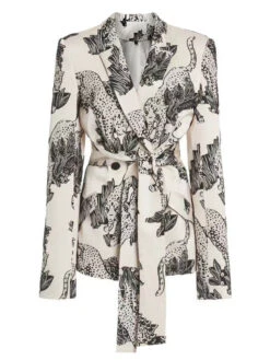 White 1950s Sketch Style Jaguar Suit Jacket -Retro Pulse Shop SCHL002104 W 2