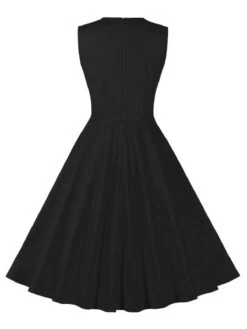 Red & Black 1950s Plaid V-Neck Dress -Retro Pulse Shop SCHL002106 B 5