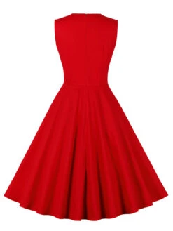 Red & Black 1950s Plaid V-Neck Dress -Retro Pulse Shop SCHL002106 R 5