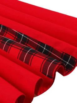 Red & Black 1950s Plaid V-Neck Dress -Retro Pulse Shop SCHL002106 R 9