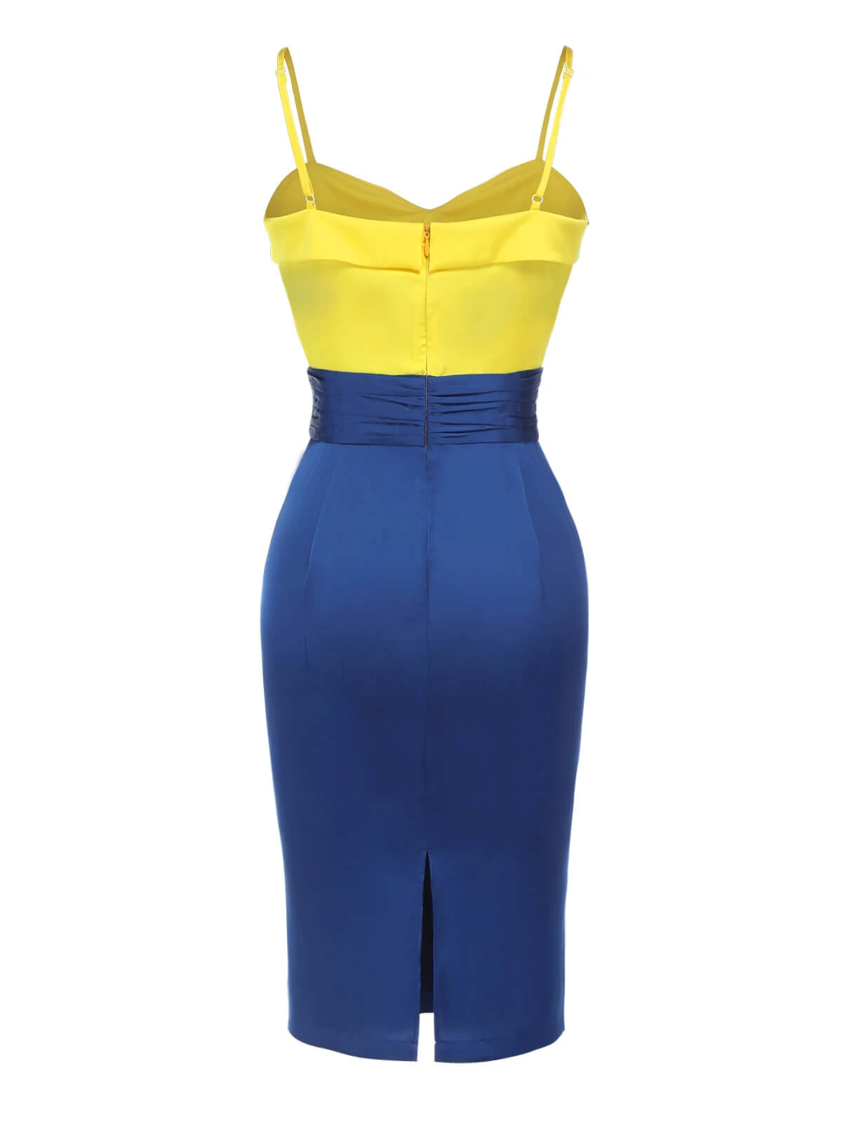 Yellow & Blue 1960s Bow Strap Pencil Dress 6 Yellow & Blue 1960s Bow Strap Pencil Dress - Image 4