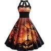 1950s Halloween Halter Patchwork Swing Dress -Retro Pulse Shop SCHL002260