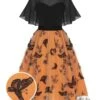 Black & Orange 1950s 3D Butterflys Cloak Dress -Retro Pulse Shop SCHL002302 01 compressed