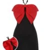 Black&Red 1960s Bow-knot Patchwork Wrap Dress