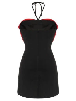 Black&Red 1960s Bow-knot Patchwork Wrap Dress -Retro Pulse Shop SCHL002327 3