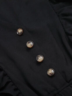 Black 1940s Solid Flying Sleeve Pleated Dress -Retro Pulse Shop SCHL002328 4