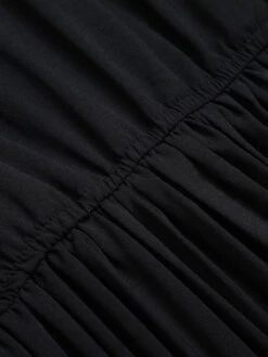 Black 1940s Solid Flying Sleeve Pleated Dress -Retro Pulse Shop SCHL002328 5