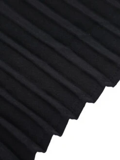 Black 1940s Solid Flying Sleeve Pleated Dress -Retro Pulse Shop SCHL002328 6