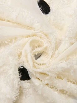 Creamy White 1950s Polka Dots Elastic Cuff Top -Retro Pulse Shop SCHL002334 6