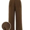 Dark Brown 1930s Buttoned Solid Shift Pants -Retro Pulse Shop SCHL002335 DBR 01 1 compressed