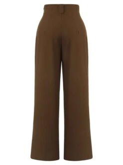 Dark Brown 1930s Buttoned Solid Shift Pants -Retro Pulse Shop SCHL002335 DBR 01 4 compressed