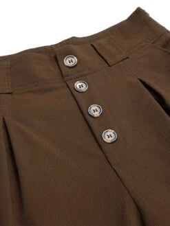 Dark Brown 1930s Buttoned Solid Shift Pants -Retro Pulse Shop SCHL002335 DBR 01 5 compressed