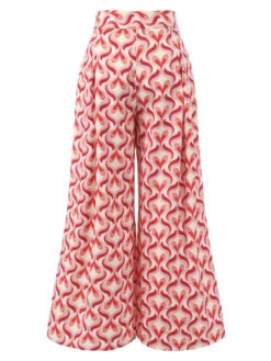 Red 1960s Heart Op Art Wide-Leg Pants 12 Red 1960s Heart Op Art Wide-Leg Pants -Retro Pulse Shop SCHL002340 3