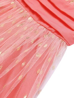 Coral Pink 1950s V-Neck Sequin Dress -Retro Pulse Shop SCHL002377 5