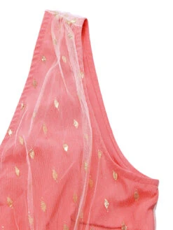 Coral Pink 1950s V-Neck Sequin Dress -Retro Pulse Shop SCHL002377 6