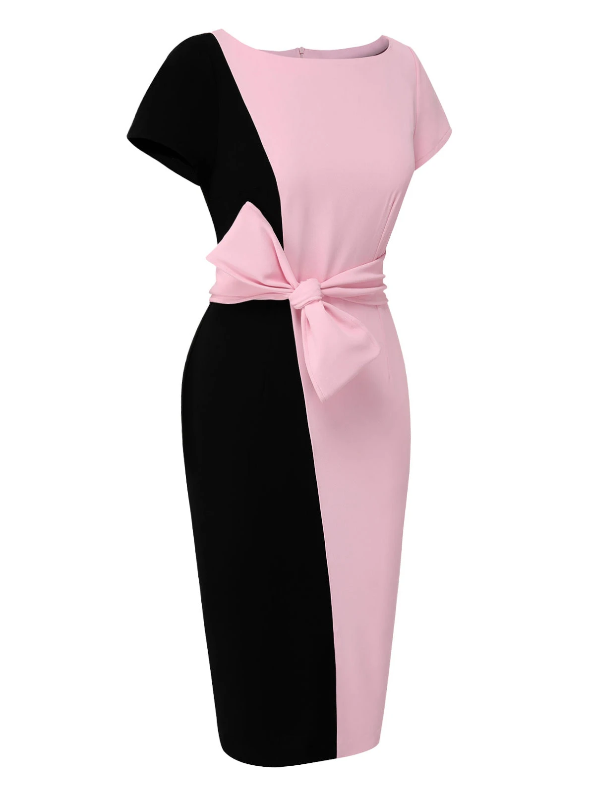 Black & Pink 1960s Boat Neck Contrast Belted Dress 5 Black & Pink 1960s Boat Neck Contrast Belted Dress - Image 3