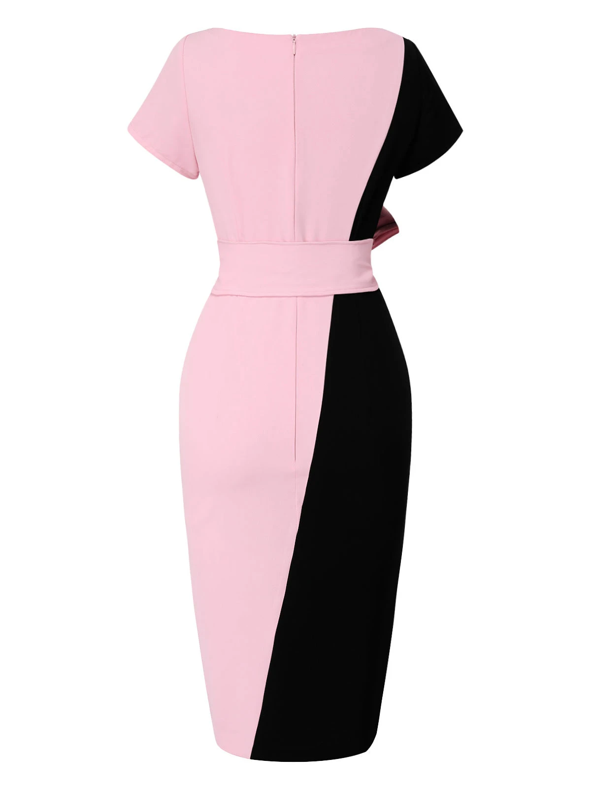 Black & Pink 1960s Boat Neck Contrast Belted Dress 6 Black & Pink 1960s Boat Neck Contrast Belted Dress - Image 4