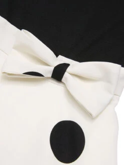 Black 1950s Polka Dot Bow Patchwork Knitted Dress -Retro Pulse Shop SCHL002421 5