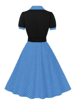 [Plus Size] 1950s Color Block Polka Dots Lapel Dress -Retro Pulse Shop SCHL002503 BL 2 27140d39 c4d1 42dd b8db 554192f13077