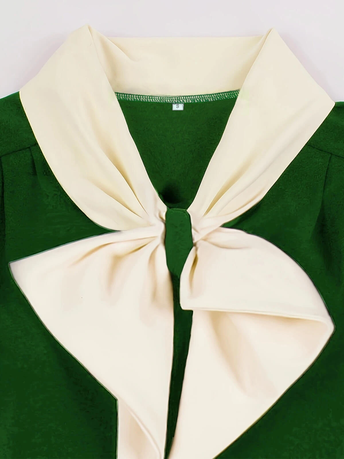 1940s Color Contrast Button Lapel Bow Dress 8 1940s Color Contrast Button Lapel Bow Dress - Image 6