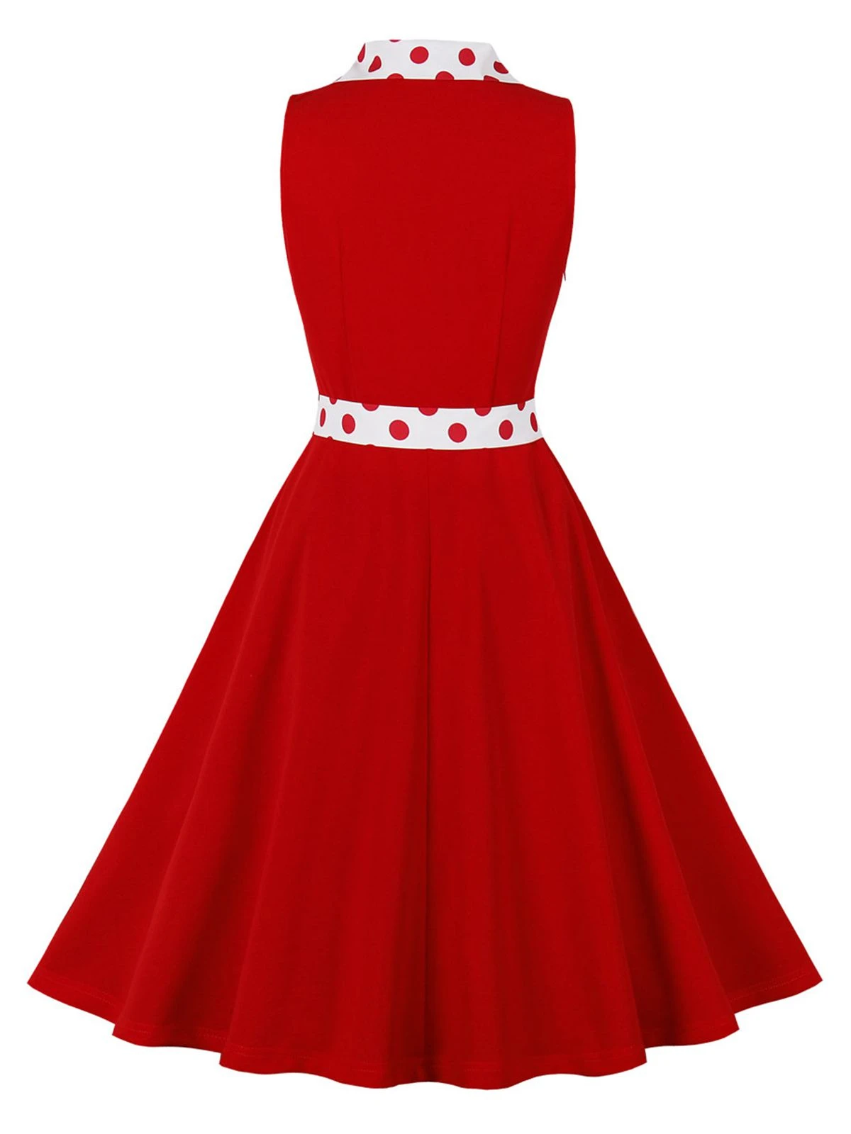 1950s Lapel Polka Dots Sleeveless Belted Dress 4 1950s Lapel Polka Dots Sleeveless Belted Dress - Image 2