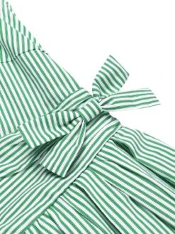 Mint Green 1950s Striped V-Neck Dress -Retro Pulse Shop SCHL002517 4