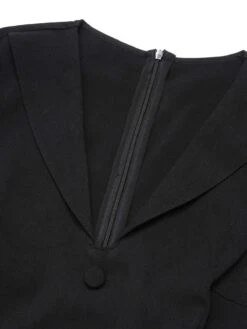 Black 1960s Leopard Plush V-Neck Pencil Dress -Retro Pulse Shop SCHL002576 4