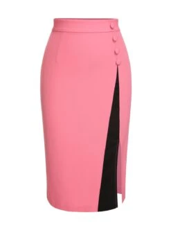2PCS Pink 1960s Bow Waist Top & Slit Skirt -Retro Pulse Shop SCHL002578 1 62c058d9 d24e 40db b08b 417bb28da0b8