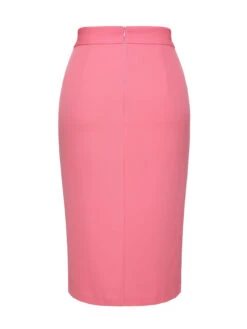 Black & Pink 1960s Buttoned Patchwork Slit Skirt -Retro Pulse Shop SCHL002578 3