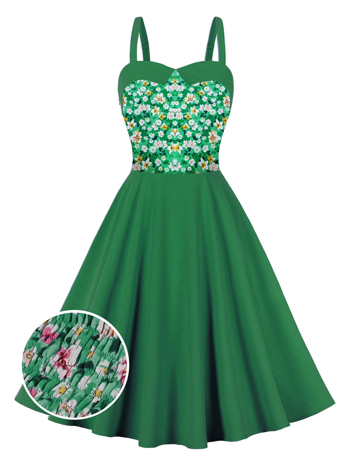 1950s Floral Patchwork Strap Swing Dress 14 1950s Floral Patchwork Strap Swing Dress - Image 12