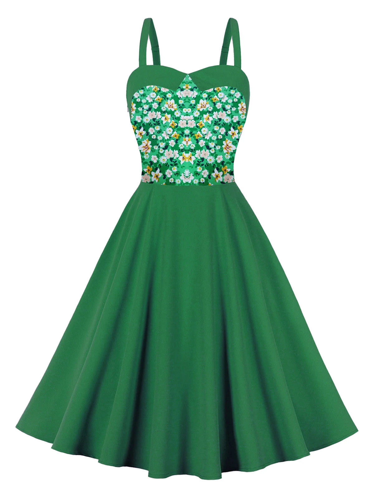 1950s Floral Patchwork Strap Swing Dress 15 1950s Floral Patchwork Strap Swing Dress - Image 13