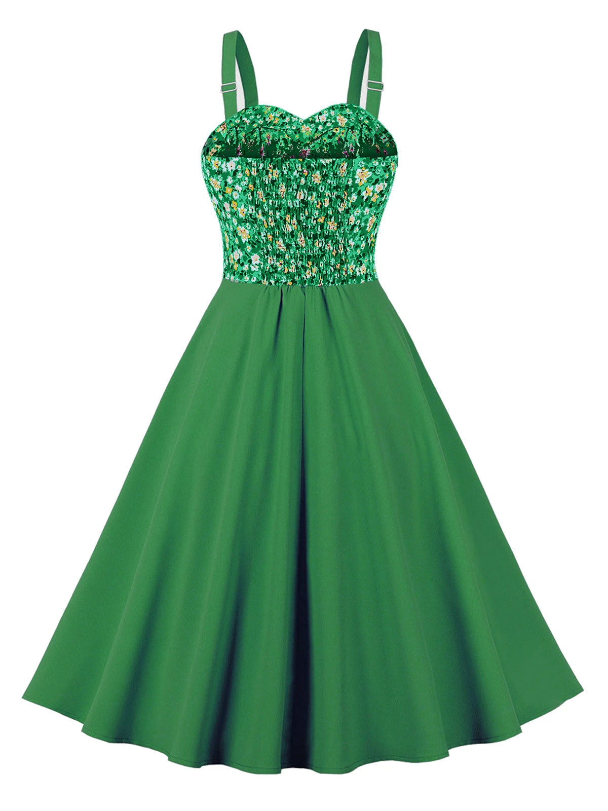 1950s Floral Patchwork Strap Swing Dress 16 1950s Floral Patchwork Strap Swing Dress - Image 14