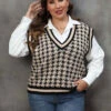 [Plus Size] 1960s Jacquard Contrasting Houndstooth Wool Vest -Retro Pulse Shop SCHL002614 B 1 3