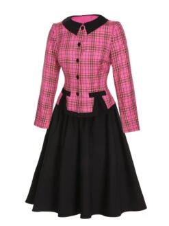 2PCS 1950s Plaids Woven Coat & Solid Skirt -Retro Pulse Shop SCHL002630 SCHL002631 2