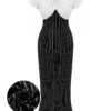 Black&White 1930s Striped Deep V-Neck Patchwork Dress -Retro Pulse Shop SCHL002651 01