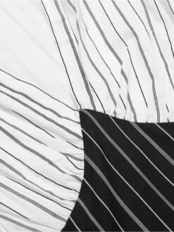 Black&White 1930s Striped Deep V-Neck Patchwork Dress -Retro Pulse Shop SCHL002651 6