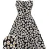 [Plus Size] Black 1950s Spaghetti Strap Daisy Dress -Retro Pulse Shop SCHL002659 01 compressed