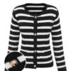 Black & White 1940s Stripe Knitted Cardigan -Retro Pulse Shop SCHL002688 B 1