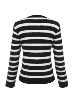 Black & White 1940s Stripe Knitted Cardigan -Retro Pulse Shop SCHL002688 B 4